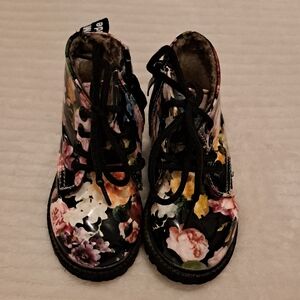 Floral Lace-Up Kids Boots